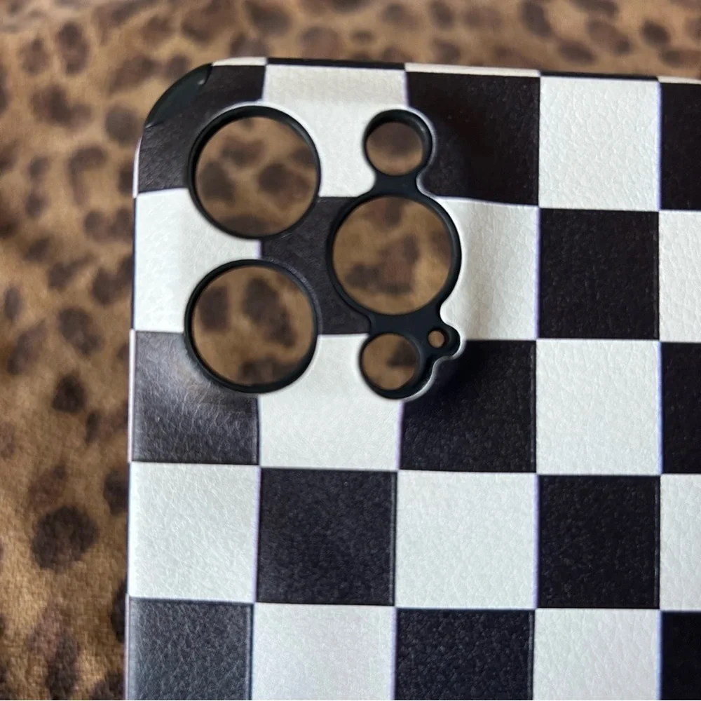 Brand New! iPhone 13 Pro Max Black & White Checkered Cases + Screen Protector 🖤🤍